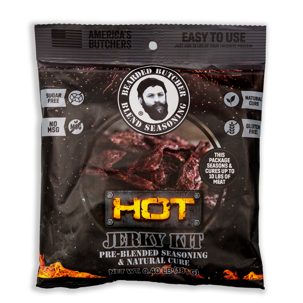 Case of 10 -  Hot Jerky Seasoning & Natural Cure Kits for 10 lbs